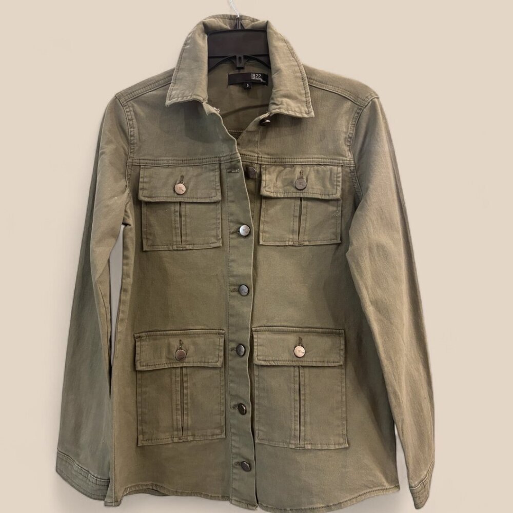 1822 Denim Military Utility Jacket Olive Green Size S NWT - Picture 4 of 14